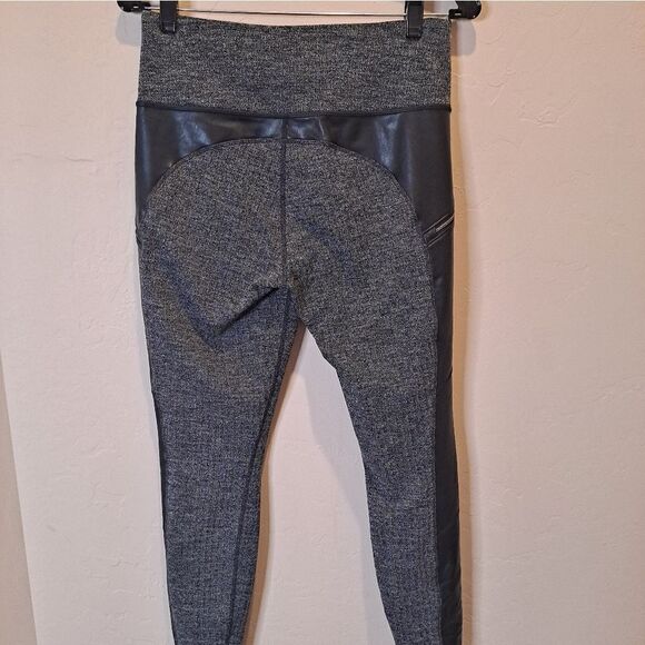 Athleta luxe drift metro moto legging with leather trim and zipper pockets. - Picture 4 of 6